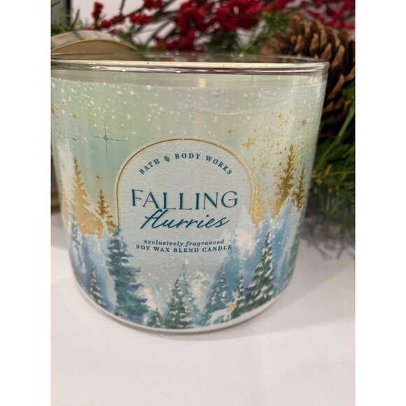 Bath & Body Works “Falling Flurries” New Winter Holiday 3 Wick Candle - Picture 2 of 7